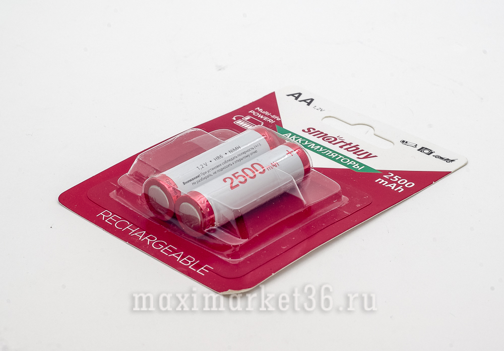 Аккумулятор R06 2500 mAч SMARTBUY (блистер 2 шт)(батарея пальчик)(цена за пару)