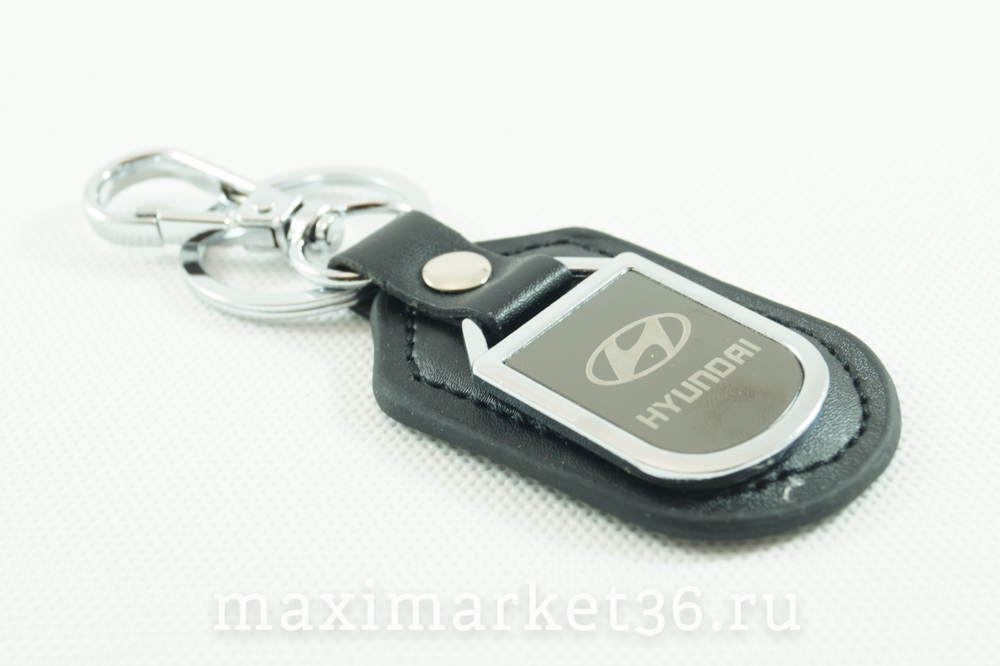 Брелок на ключ кожаный с металлич вставкой логотипа авто HYUNDAI