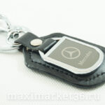 Брелок на ключ кожаный с металлич вставкой логотипа авто MERSEDES