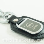 Брелок на ключ кожаный с металлич вставкой логотипа авто OPEL
