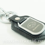 Брелок на ключ кожаный с металлич вставкой логотипа авто SUBARU