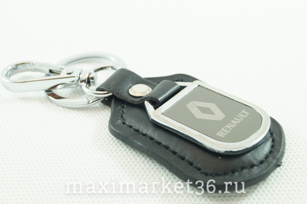 Брелок на ключ кожаный с металлич вставкой логотипа авто RENAULT