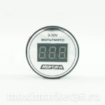 Вольтметр автомобильный круглый ,крепление -СКОТЧ "АВРОРА" 3-30V(С)