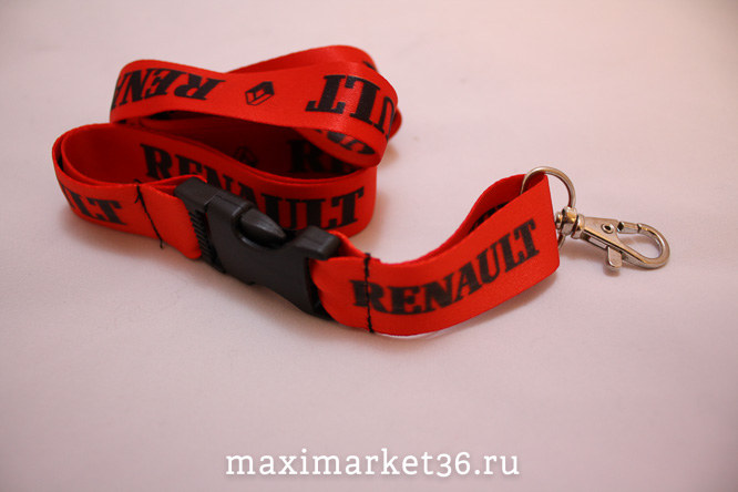 Шнурок-держатель на шею "RENAULT" модный с металлическим карабином