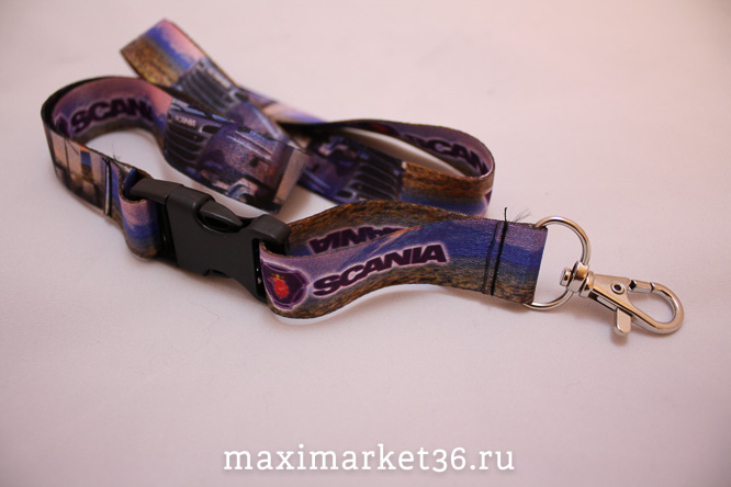 Шнурок-держатель на шею "SCANIA" модный с металлическим карабином