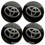 Наклейки на колпак ступицы с эмблемой D=65мм TOYOTA (4шт) ВЫПУКЛЫЕ ЧЁРНЫЕ