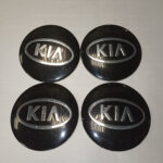 Наклейки на колпак ступицы с эмблемой D=56мм KIA (4шт) СТАР ОБР ВЫПУКЛЫЕ ЧЁРНЫЕ