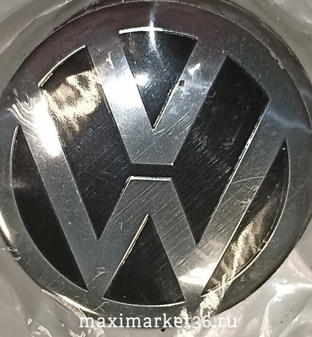 Наклейки на колпак ступицы с эмблемой D=56мм VOLKSWAGEN (4шт) ВЫПУКЛЫЕ ЧЁРНЫЕ