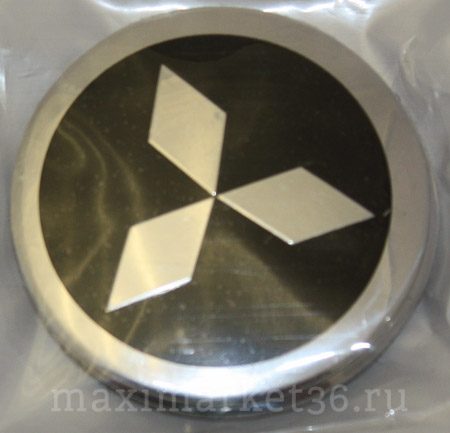 Наклейки на колпак ступицы с эмблемой D=60мм MITSUBISI (4шт) ВЫПУКЛЫЕ ЧЁРНЫЕ