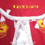 Ламбрекен с надписью "GAZELLE" (БОРДОВЫЙ)с кисточ. (лоб.и бок окна) с ВЫШИВКОЙ двойные ПОЛЬША