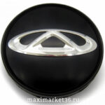 Наклейки на колпак ступицы с эмблемой D=56мм CHERY (4шт) ВЫПУКЛЫЕ ЧЁРНЫЕ