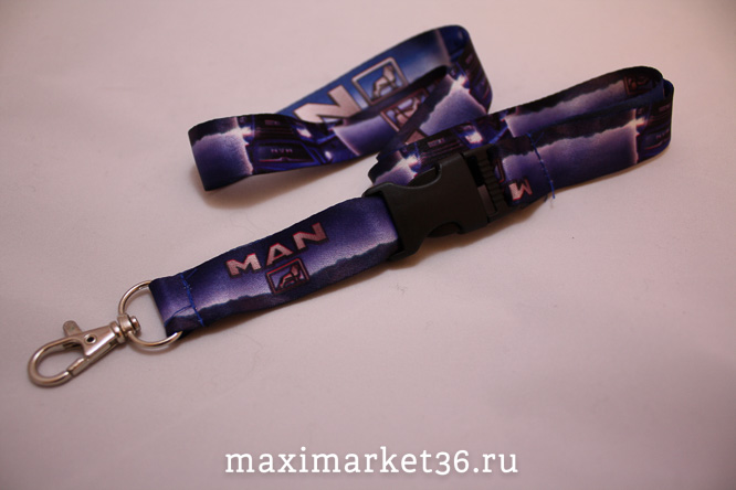 Шнурок-держатель на шею "MAN" модный с металлическим карабином