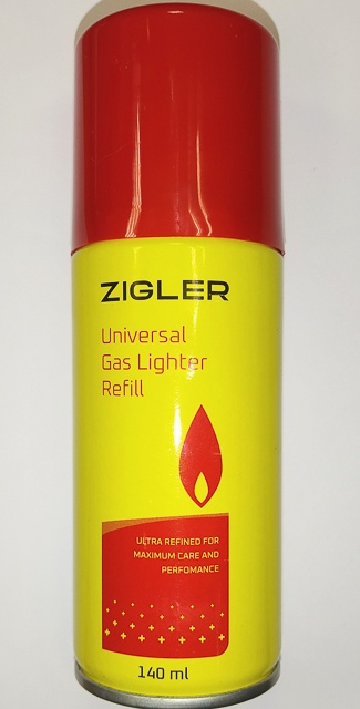 Газовые балончики для зажигалок" ZIGLER" 140мл белый с переходниками/24