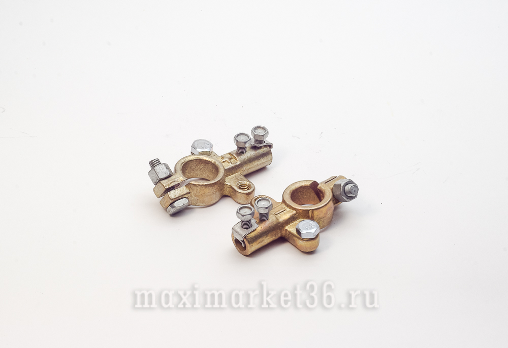 Клеммы аккумуляторные ( жёлтые лужёные евро ) Каменец-Подольский под провод SUPER