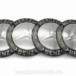 Наклейки на колпак ступицы с эмблемой D=65мм MERSEDES (4шт) ВЫПУКЛЫЕ ЧЁРНЫЕ