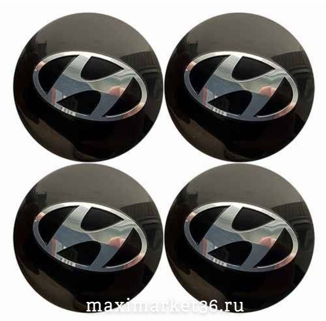 Наклейки на колпак ступицы с эмблемой D=65мм HYUNDAI (4шт) ВЫПУКЛЫЕ ЧЁРНЫЕ