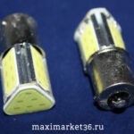 Автолампа P21W (BA15s) 4 SMD COB ОДНОКОНТАКТНАЯ WHITE 12V S0001