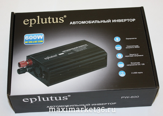 Преобразователь напряжения, инвертор 12-220V (600W) 12V EPLUTUS -4662