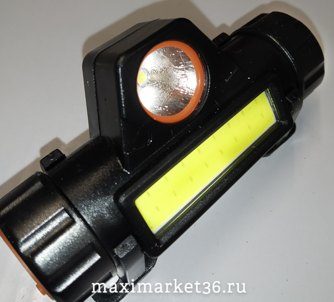 Фонарь налобный аккумуляторный LED+COB+ зарядка USB (ящерица)FA 101-X FA-1807 FA0963