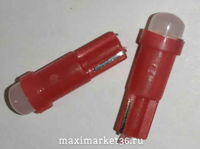 Автолампа W1.2W (W2*4.6d) 24V 1 SMD COB керамика КРАСНАЯ X0042-24V