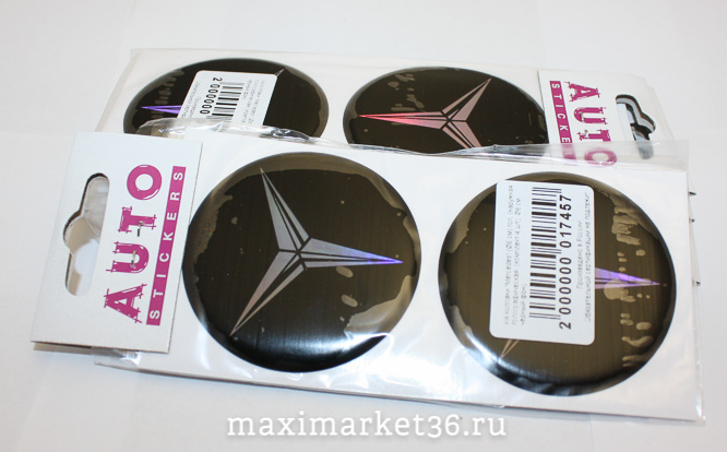 Наклейки на колпак ступицы с эмблемой MERSEDES(4шт) СВЕТООТРАЖ, СИЛИКОНОВЫЕ