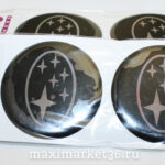 Наклейки на колпак ступицы с эмблемой SUBARU (4шт) СВЕТООТРАЖ, СИЛИКОНОВЫЕ