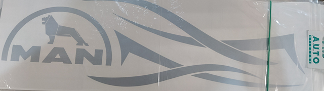 Наклейка боковая "MAN" 40х46см на угол окна груз. машины цв серебро ПАРА 49441 (5423)