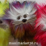 Пушистик-меховой КОШКА С УСАМИ красивый цветной СРЕДНИЙ