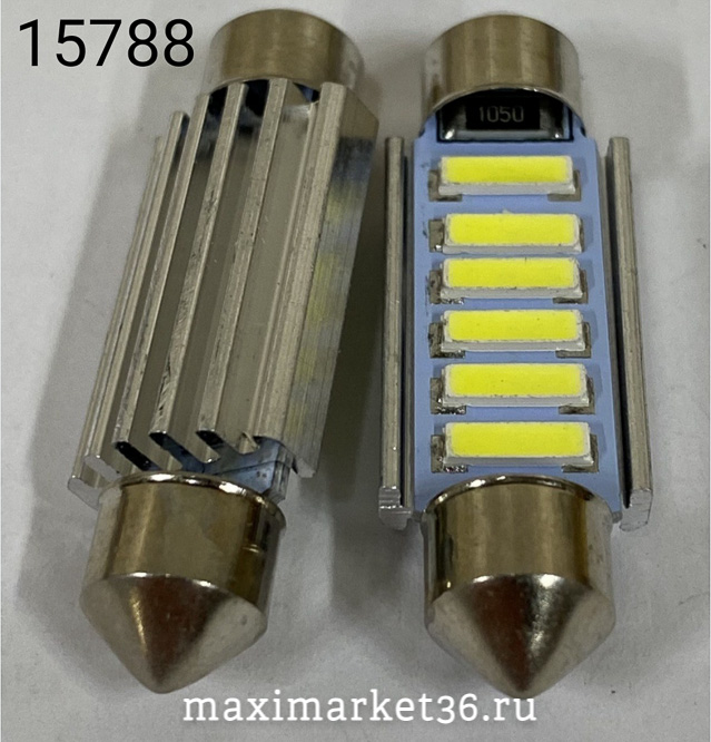 Автолампа C30W (SV8.5/8) 39мм (салонная) 6 SMD (7020) + обманка + радиатор 24V(Y0006-39-24V)