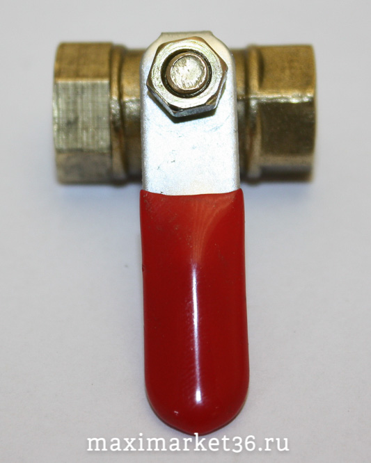 Соединитель для шлангов бронзовый с резьбой 1/4 внутренняя-внутренняя с краном PR-0503