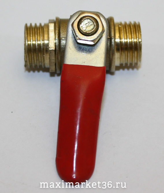 Соединитель для шлангов бронзовый с резьбой 1/4 наружняя-наружняя с краном PR-0501