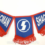 Вымпел ТРОЙНОЙ большой с бахрамой SHACMAN на 2 присос(ткань)