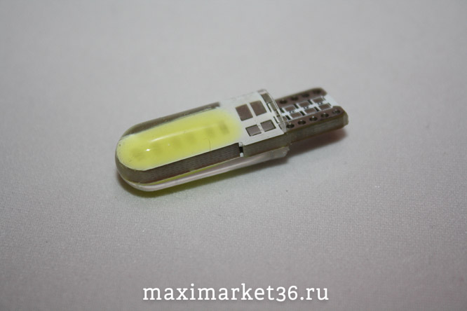 Автолампа W5W COB керамика + ОБМАНКА в СИЛИКОНЕ 24V Белый /10шт