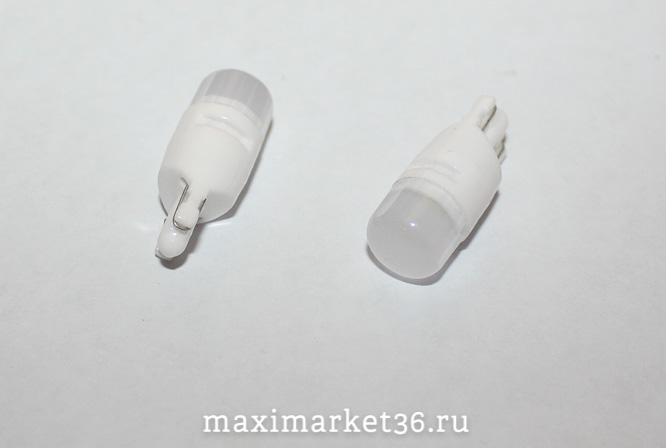 Автолампа W20W (W2.1x9.5d) 2 SMD (2832) бесцок керамич матовая 12V X0043/X0010 PR-1392
