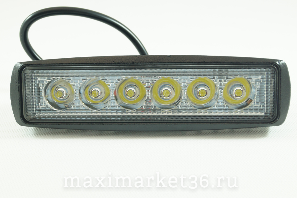 Фара диодная-ходов.огонь прямоуг 20смх4см 6 Cree SMD 18W 12-24Vчёрн кор (1шт)(07typ) G0036 PR-0252