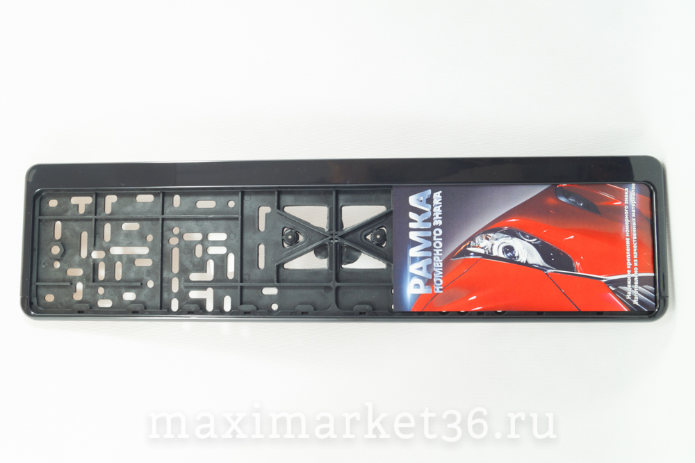 Рамка номерного знака с защёлкой без надписи глянцева ЧЁРНАЯ НОВОСИБИРСК