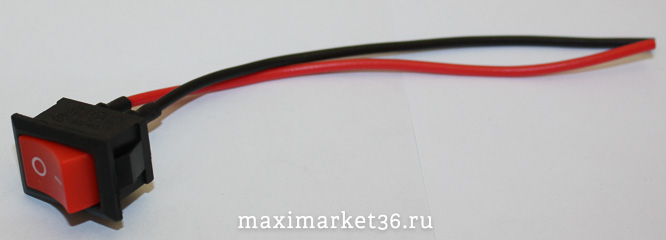 Выключатель светящ.клавишный RED дополнительные квадратные малые 2 положения С ПРОВОДОМ PR-0370