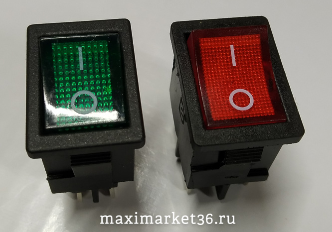 Выключатель светящиеся (4цвета) дополнительные квадратные мал.2 поло PR-0363. 0364