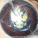 Ручка на руль ГЕРБ дервян.(бук) усиленн. крепёж лакирован. с золот. эмблемой