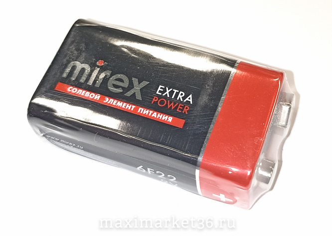 Батарейка солевая Mirex 6F22 КРОНА 9V блистер 3747 3778