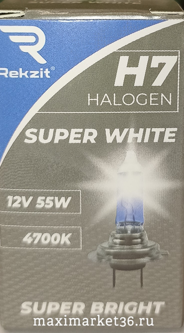 Автолампа H7 (12-55) PX26d 12V REKZIT Super White 4700K 90078