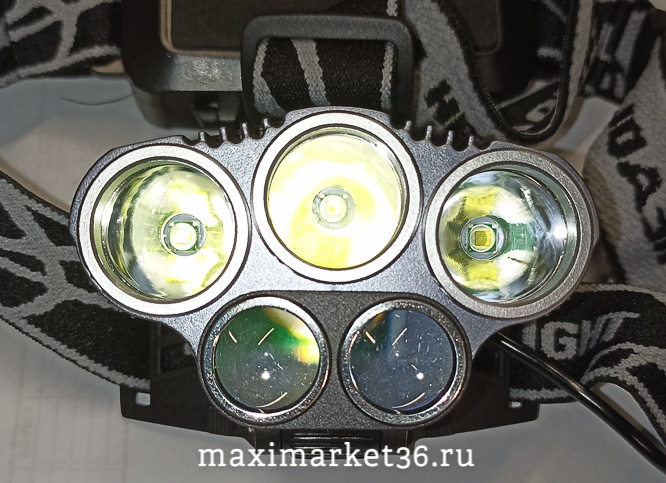 Фонарь налобный аккумулят.3 LED с USB 5 режимов Head Lamp