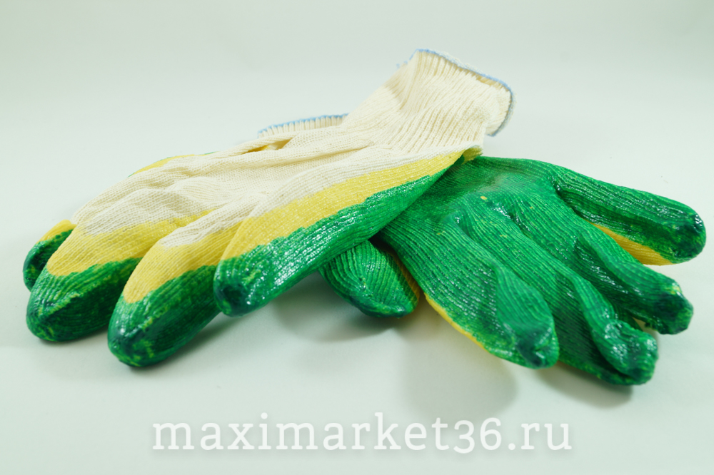 Перчатки с 2-м латексным обливом 1 (зелён/желт) индивидуальная упак 10/100 СН
