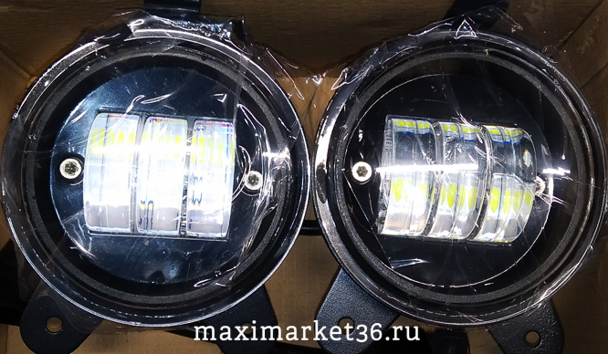 Фара диодная-ходов.огни3 COB + ЛИНЗЫ 30Wдиод ПРИОРА (ПАРА).2170-LED(ZF-5279)(M-55)