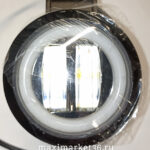 Фара диодная-ходов. огни 2 COB + ЛИНЗЫ 20W с ОБОДКОМ диодов 8-30 В (,чёрныеКРУГЛЫЕ) G0029