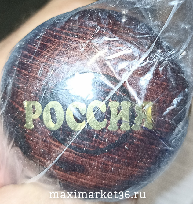 Ручка на руль РОССИЯ дервяная.(бук) усиленн. крепёж лакирован. с золот. эмблемой