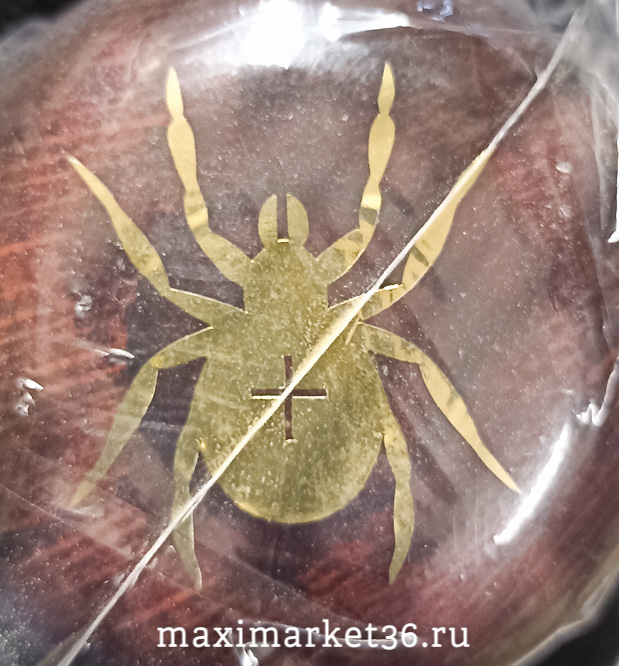 Ручка на руль ПАУК дервян.(бук) усиленн. крепёж лакирован. с золот. эмблемой