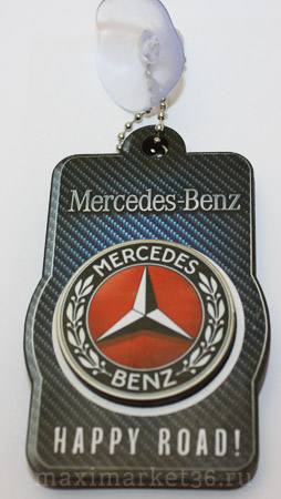 Подвеска ЦВЕТНАЯ MERSEDES прямоугольная выпуклая деревянная на присоске