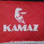 Ламбрекен ЭКОКОЖА (кожа с 2-х сторон) с вышивкой "КАМАЗ" (КРАСНЫЙ)