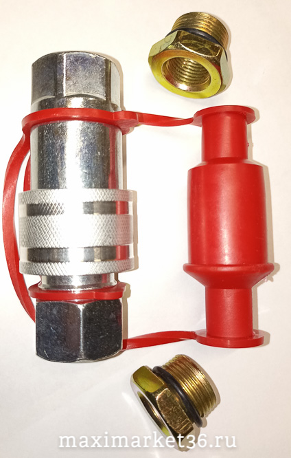 Разъём пневм.нов.образ. FER-RO сталь красный. (d=16) 00905 (М) М16х1,5 (муфта разрывная)